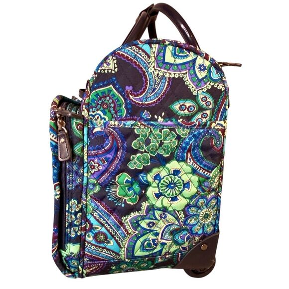 Vera Bradley Java Blue Rolling Duffle Bag Carry On Luggage - Picture 2 of 10